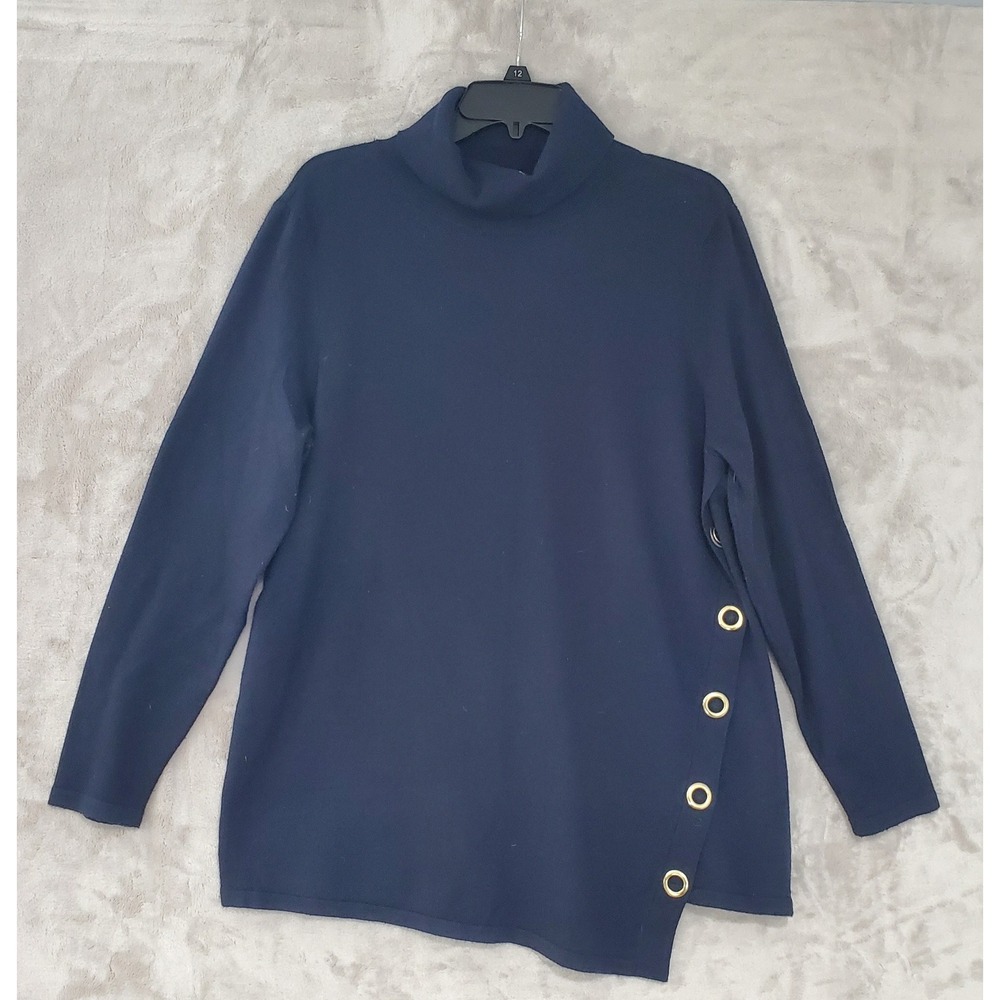 Soft‎ Surroundings Sleek Lines Sweater Womens PXL Navy Turtleneck Pullover Tunic